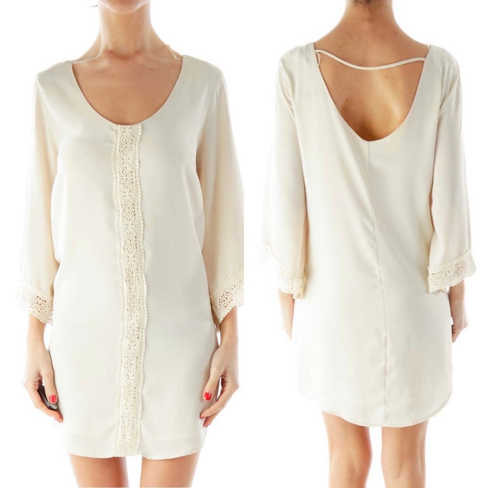 ASTR  | boho shirt dress in cream | Size Small